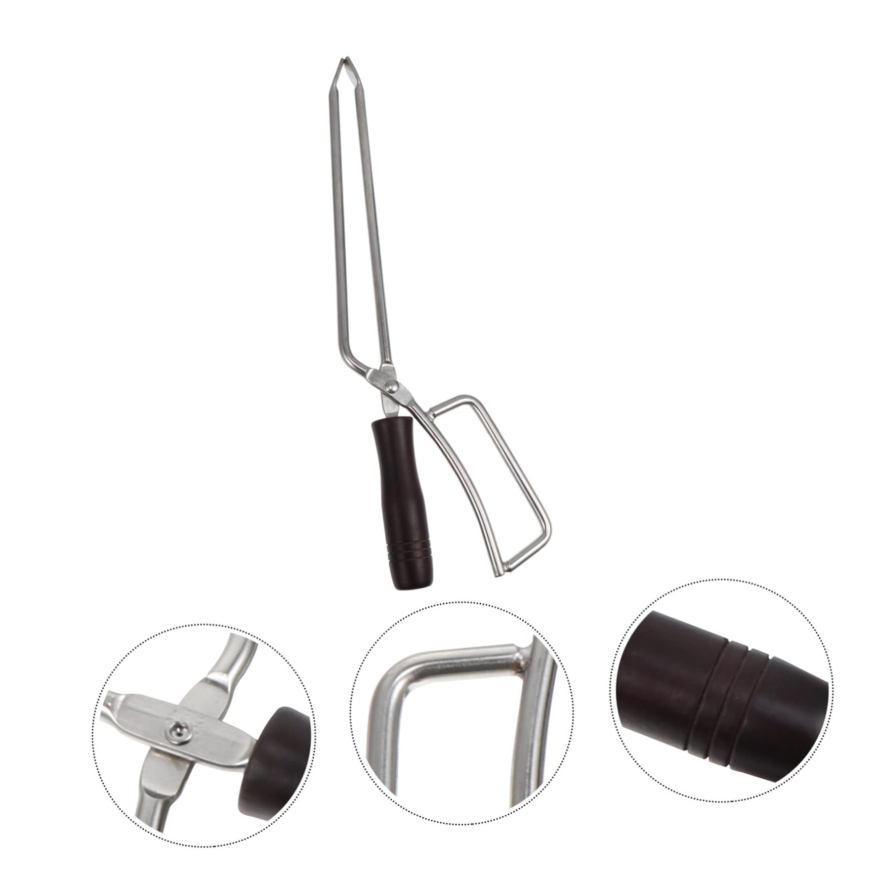 Pinza per Carbone Allungata in Acciaio Inox e Legno | Ergonomica, Resistente alle Macchie e Sicura per Cibo, Accessori per Barbecue per Festa Estiva