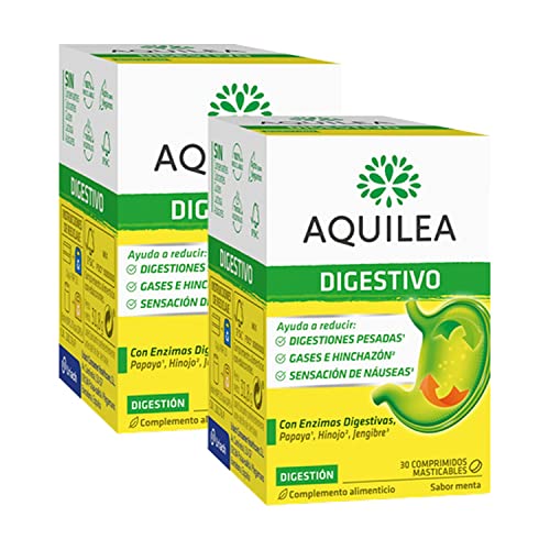 AQUILEA Pack 2x Digestivo 30 Comprimidos Sabor Menta - Para un Bienester Digestivo Total - Complemento Alimenticio