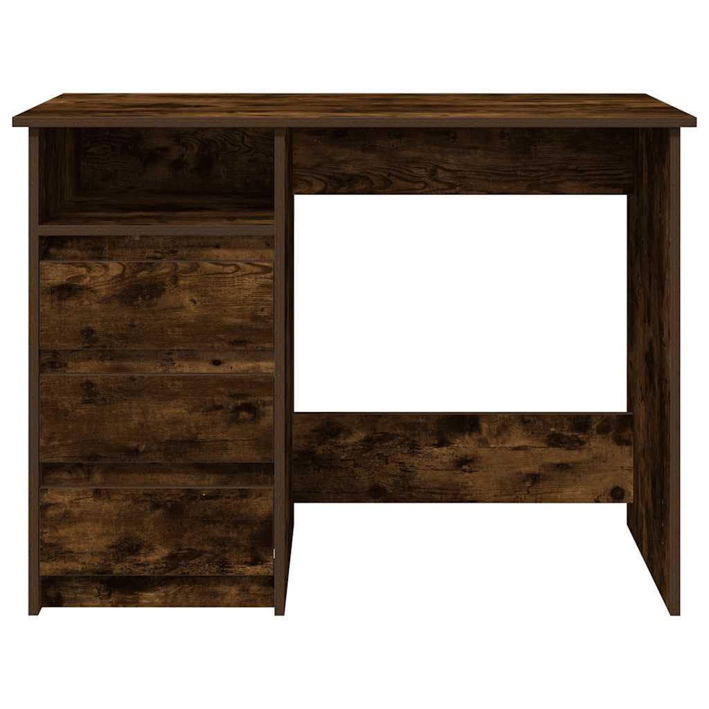 Escritorio de madera de roble ahumado, 102 x 50 x 75 cm, mesa de trabajo, mesa de ordenador, para oficina, estudio, salón, con amplia superficie de trabajo y espacio de almacenamiento