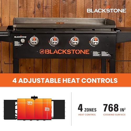 Blackstone 36" Grill & Gas Griddle with Dual Side Shelves & Powder Coated Steel, Black - Portable Outdoor Cooking Equipment and Station for BBQ, Frying, and Grilling