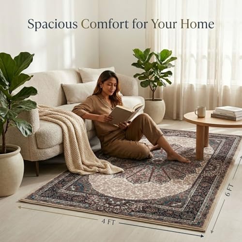 Image of Dream Weaverz Anti Slip Rectangular Carpet for Living Room & Hall | Silk | Flat Woven Soft Washable Floor Mat for Home, Bedroom Floor & Kitchen | Durable Anti Skid Rug for Daily Use (4 X 6) feet