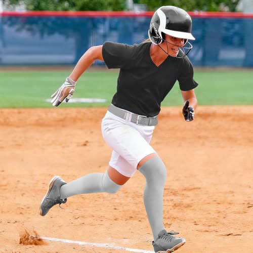 Image of XZQTIVE Baseball Socks and Belt Combo,Over the Knee Softball Socks and Belt,Knee High Football Socks for Kids Youth Adults