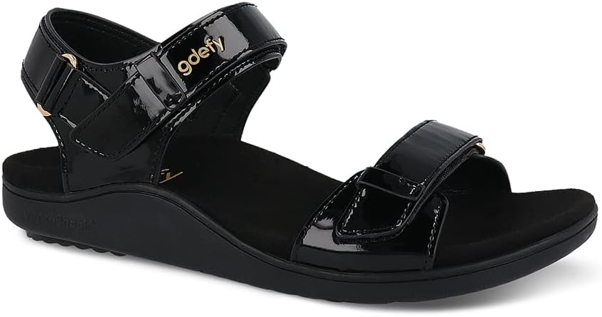 Gravity Defyer Women's GDEFY Hilnor Leather Fashion Slides - VersoShock Proven Performance Orthotic Stress Recovery Outdoor Sandals