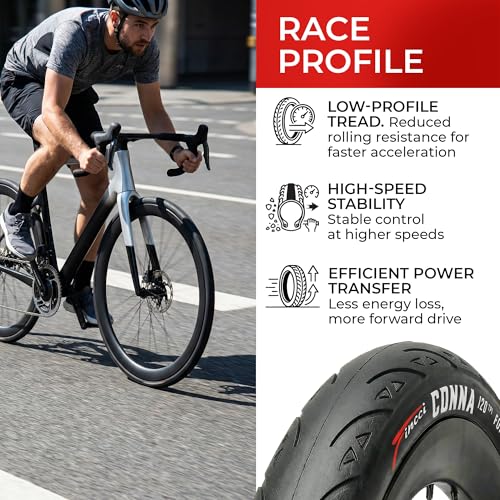 Fincci Coppia Copertoni Bici Corsa 700x25c - Pieghevole Pneumaticos Copertone 25-622, 120TPI con Protezione Antiperforazione 1 mm per Ciclo Gara Strada Corsa Turismo Bici Bicicletta - 4