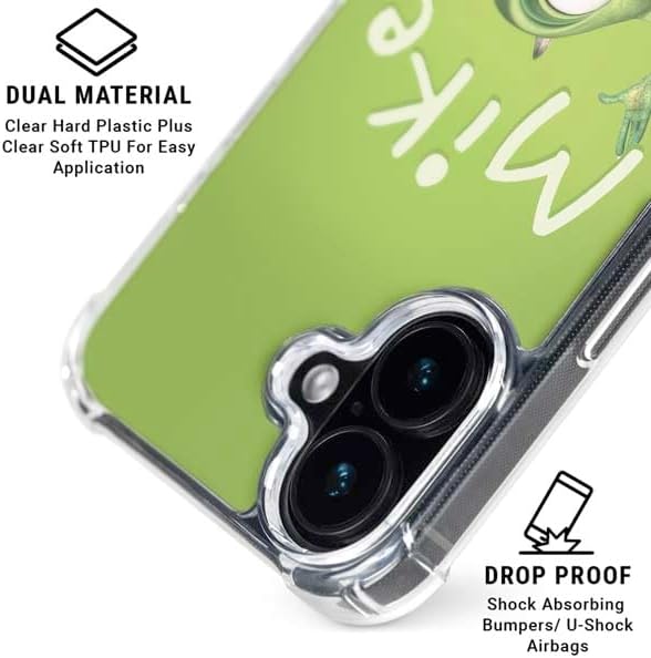 Skinit Clear Phone Case Compatible with iPhone 16 - Officially Licensed Disney Monsters Inc. Mike Portrait Design