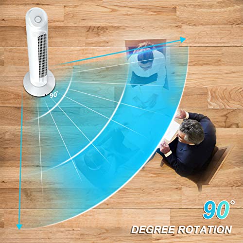 Airvention Tower Fan For Bedroom, Ultra Quiet Breezing, 90° Wide Angle Oscillating Air Circulator, 3 Speed Levels, Small Footprint Design, 32 Inch Middle Tower Standing Fan, Space Saving, Fz09, White #TOP3