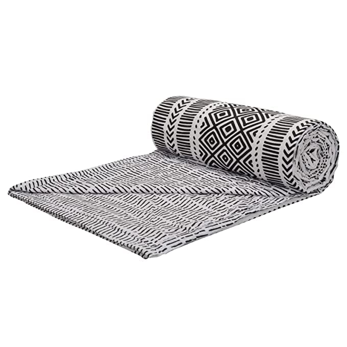 Image of Trance Home Linen 100% Cotton | New Born Baby Blanket | Baby Dohar Swaddler Comforter | Warm Baby Essential (1 Year to 3 Year 100x140 Centimeters | Aztec Black)