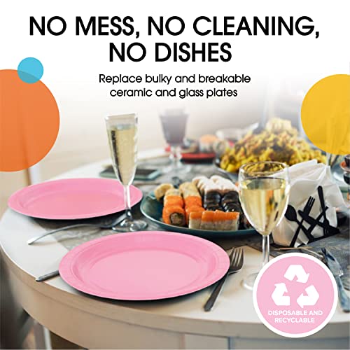 Exquisite Pink Paper Plates 9 Inch 100 Count - Pink 9 Inch Paper Plates - Bulk Paper Plates Pink Disposable Plates - Great For Any Event - Disposable Cake Plates Paper Plate Pink #TOP6