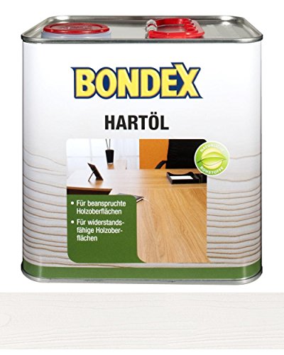 Bondex 377892 Hartöl weiß 2,5 L für 35 m² - Abriebfestes Holzöl, Hoch Belastbares Holzpflegeöl, Tiefenschutz, Natürliche Rohstoffe