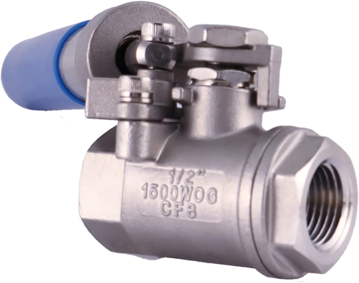 ARITA Spring Return "Deadman" Handle Ball Valve 1/2", Stainless Steel 304 Full Port 1500PSI for Water, Oil & Gas, Female NPT