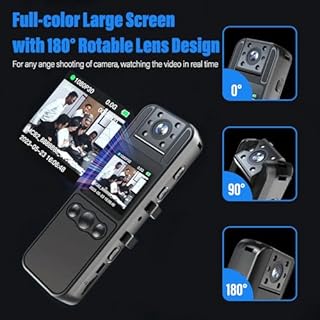 Mini Body Camera with 64GB High-Spec SD Card【1.4'' Color Screen】, Bodycam, FHD 1080P Body Cam, 180° Rotating Lens, Night Vision, Motion Detection, Large Battery, Camcorder for Police/Cycling/Travel