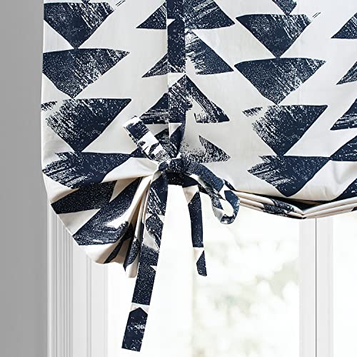 Image of HPD Half Price Drapes Room Darkening Tie Up Curtains 46 X 63 Inch Triad Printed Cotton Window Roll Up Balloon Curtain for Living Room, Kitchen PRTW-TUD35C-63 (1 Panel), Triad Indigo