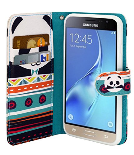 Galaxy J3 Case, Mstechcorp, Unique Design Flip Pu Leather Fold Wallet Pouch Case Premium Wallet Flip Case For Samsung Galaxy J3 - Includes Accessories (Panda) #TOP2