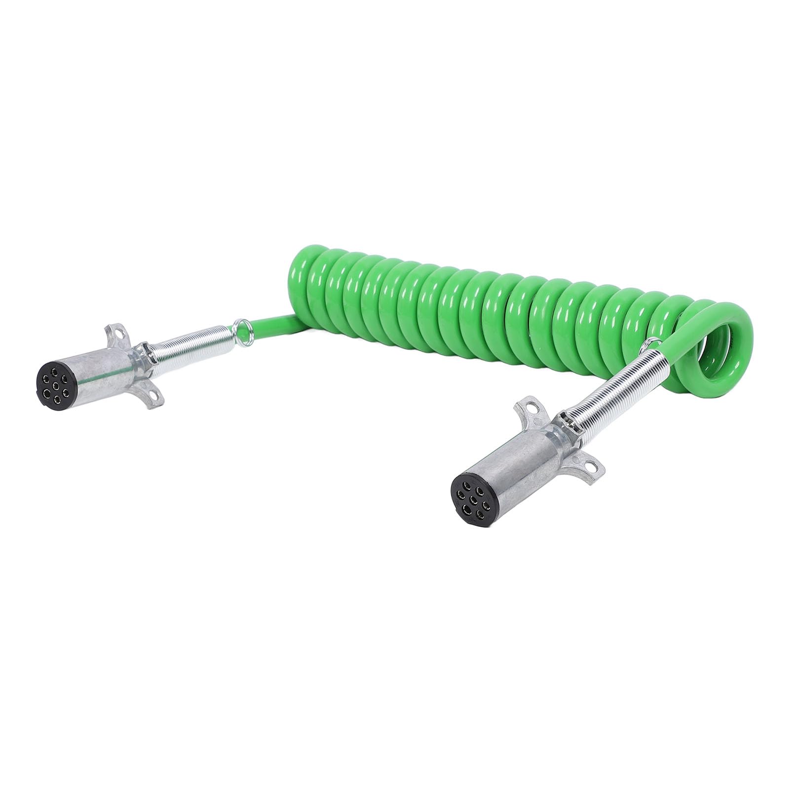 Cryfokt Cable de Remolque en Espiral de 7 Vías, Cable de Alimentación Eléctrica Resistente de Cobre de 15 Pies, Conector SAE J560 con Diseño en Espiral para Semirremolque, Tractor, Caravana, Remolque