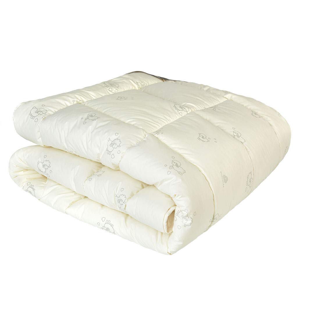 sei Design Wolle Bettdecke Wool Comfort mit feinste Schurwolle gefüllt - Winterwarm 220x200 - Bezug - weiche Mikrofaser