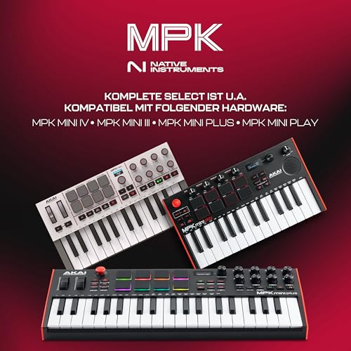 Akai Professional MPK Mini IV USB-C MIDI Keyboard Controller für Anfänger und Produzenten - MPC Drum Pads, Pitch- und Modulationsräder, Musikproduktionssoftware, Native Instruments Soundpaket, Grau