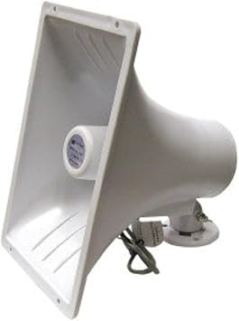 HS-12SBP 11X6-1/2INCH, 400-13000 FREQ Range, 40WATTS, 8OHMS IMPEDANCE, Horn Speaker, Indoor/Outdoor, Swivel Bracket, Weather Proof, Weather Resistant, White ABS Plastic CASING