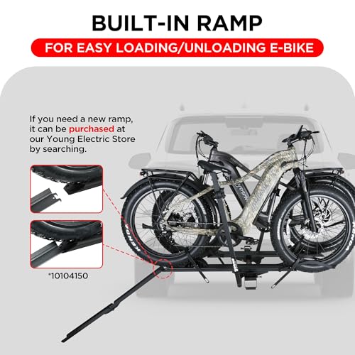 Image of YOUNG ELECTRIC 200LBS EZ-FOLD Aluminum 2-Ebike Carrier with Ramp for Bikes and Electric Bike, Car SUV Truck Van RV and Trailer