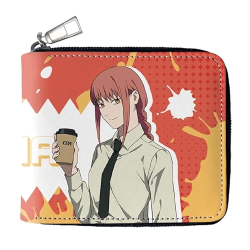 [witusu] チェンソーマン マキマ 財布 二つ折り 大容量 PUレザー 小銭入れ ファスナー付き 多機能 日常使い さいふ 男女兼用 子供用 カード収納 誕生日 プレゼントのサムネイル