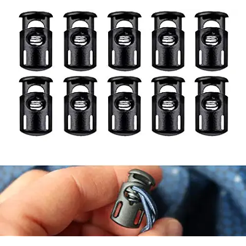 Cord Stopper 1 Hole, 20 x 13 mm, 6 x 3 mm Hole, Ideal for 3 mm Cords, Pack of 10, Rubber Cord Stopper, Quick Release Laces, Round Cord Slide, Ribbon Clamp, Tanka Jacket, Shoes, Rope, Band, Square Cover