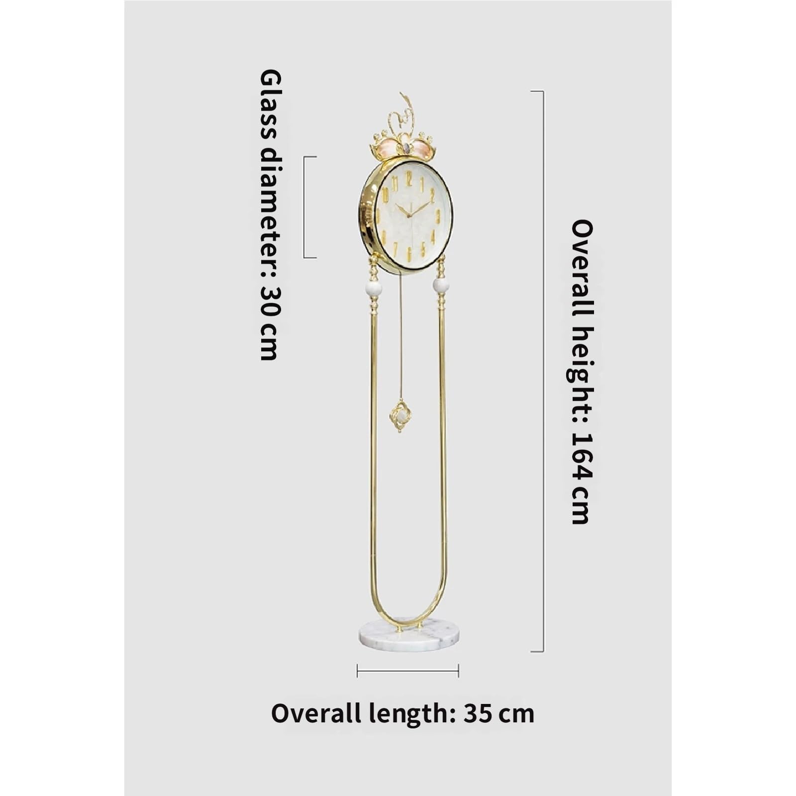 Decorativo Reloj de pie metal con carcasa silenciosa cuarzo para la oficina