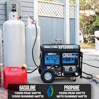 DuroMax XP13000HX 13,000-Watt Dual Fuel Portable Generator - Gas & Propane, Electric Start, Whole Home Power Backup, Transfer Switch Ready, RV & Emergency Ready