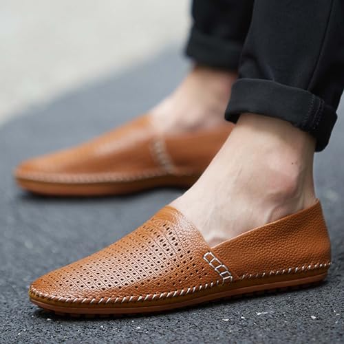 Men's Leather Loafers, Casual Flats, Lightweight Design, Hand-Stitched, Comfortable, Soft, Stylish, Suitable for Daily Travel, Driving, Going Out, Dating and Other Occasions wear All Seasons4