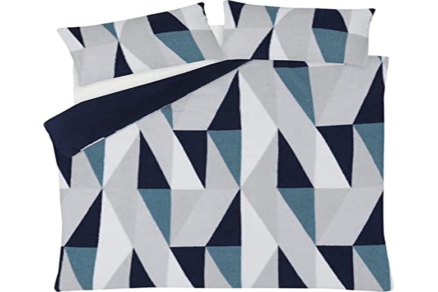 Sleepdown Bedding Set Reversible Teddy Fleece Navy Polyester Double Size (200cm x 200cm) Thermal Waem Cosy Super Soft Duvet Cover