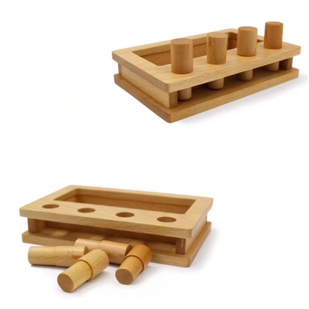 Montessori Brett- und Box-Einsetzspiel, Feinmotorik- und Hand-Auge-Koordination Spielzeug für Kleinkinder ab 12 Monaten