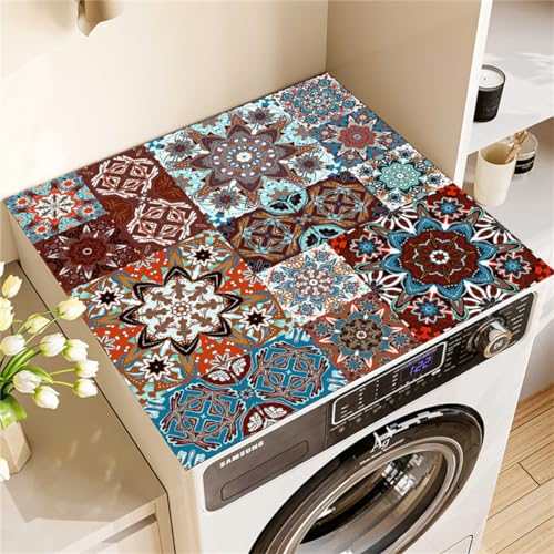 housse machine a laver, tapis protection dessus de lave linge top, souple découpable, imperméable, décor, Housse universelle Machine a Laver pour Machine à Laver Ou Sèche-Linge (Morocco,40x50cm)