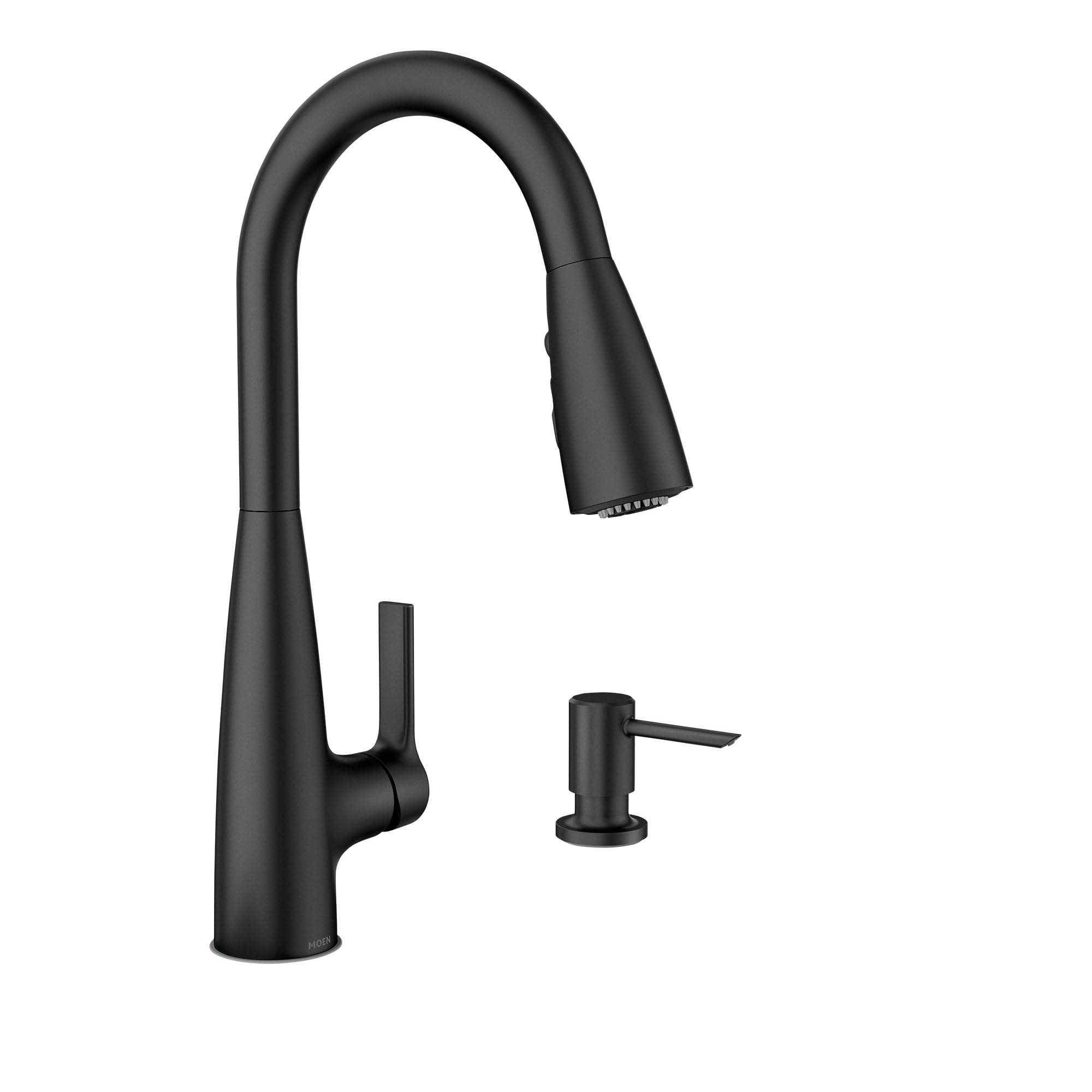 Moen Haelyn Matte Black Kitchen Faucet Featuring Pulldown Sprayer with Power Boost for a Faster Clean, Modern Kitchen Faucet, Single-Handle Easy Installation, 87627BL