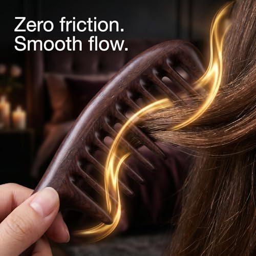 Peine de madera natural Melune para cabello rizado grueso miniatura 3