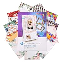 HP Sprocket Photobooth Sticker Frames - 15-Pack of Custom Adhesive Stickers Exclusively for Use with HP Sprocket Photobooth