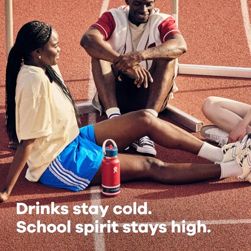 Image of Hydro Flask Water Bottle - Insulated Stainless Steel - Wide Mouth Flex Straw Lid, Non Spill, Leakproof and Refillable in 24 Oz Campus Ivory