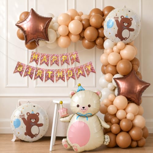 Image of Rozi Decoration Teddy Bear Birthday Balloon Decoration Kit (Pack of 56)