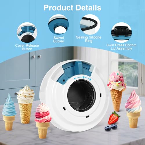 Image of Dispense Lid & Swirl Press Assembly for Ninja Creami NC701 Series - BPA-Free, Dishwasher Safe,Dispense Lid Fits Ninja Swirl Ice Cream & Soft Serve Makers
