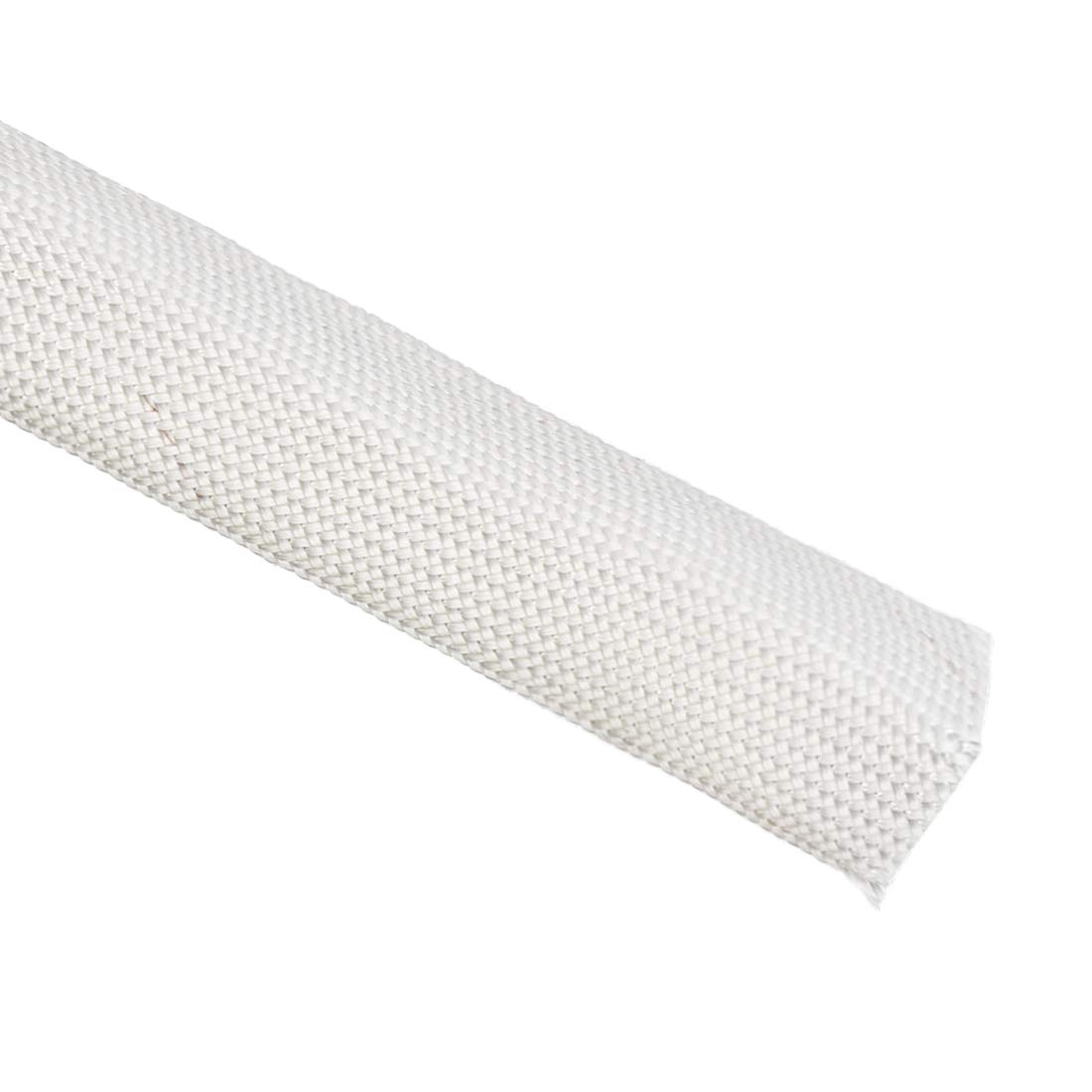 sourcing map Insulation Braid Sleeving, 9.8Ft-20mm High Temp Fiberglass Sleeve White