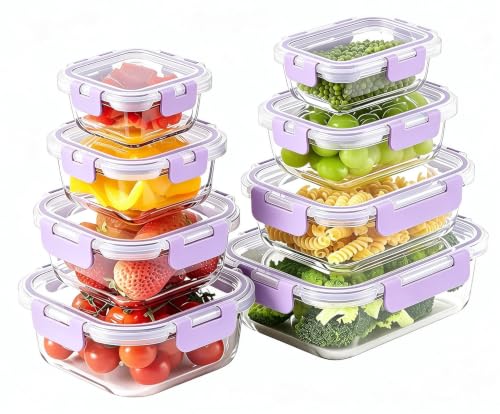 8 Pack Glass Food Storage Containers with...