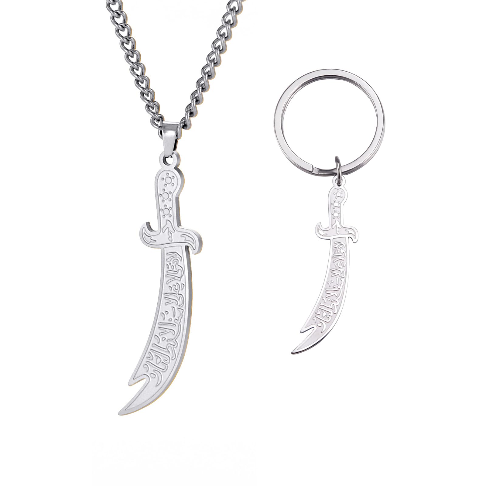 VASSAGO Sword Necklace for Men Women Zulfiqar Sword Necklace Imam Ali Zulfiqar Pendant Arabic Rune Islamic Muslim Jewelry Talisman Amulet Religious Gift