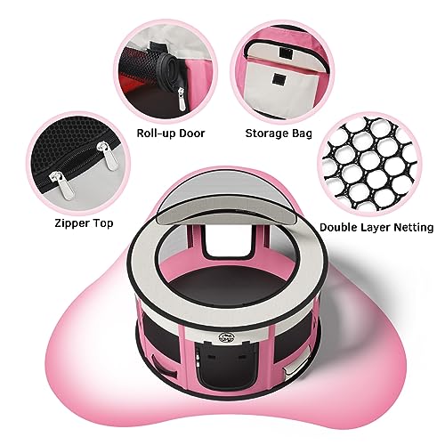 Dog Playpen Puppy Play Pen Indoors Pet Crate Small Dog Cage Portable Foldable Cat Kennel for Kitten Hamster Rabbit Bunny Guinea Pig with Collapsible Food Bowl Carrying Case - Image 5