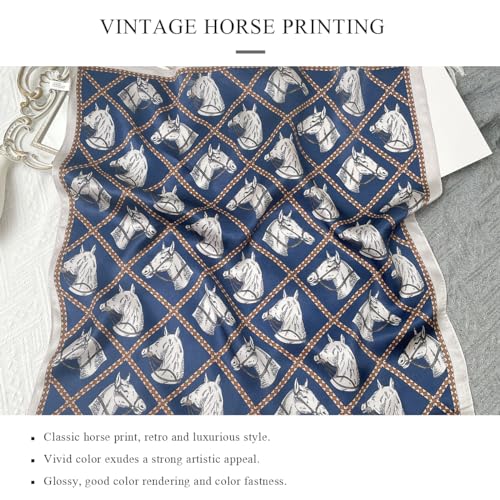 Silk Scarf Women Square Scarf Vintage Horse Pattern Lightweight Satin Small Scarf Neckerchief Bandanas Hairband3