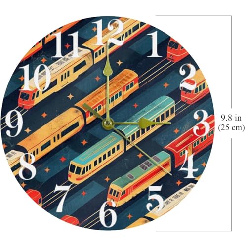 Horloge murale colorée train silencieuse à quartz pour bureau