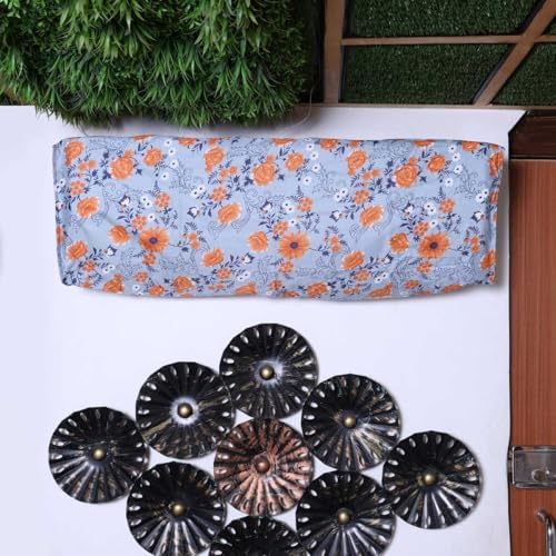 Image of AC Cover for Indoor & Outdoor Unit | Waterproof, Dustproof, All-Weather Protection Against Dust, Rain & Sun (Split AC Cover Printed BlueFloral, Upto 1.5 Ton)
