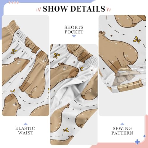 Boys' Pants Cartoon Brown Capybara Butterflies Long Bottoms Jogger Pants Elastic Waist Trousers with Pockets S-XL4
