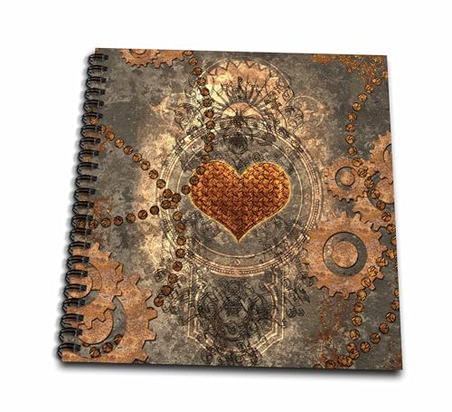 Livre de dessin Steampunk 3drose 8x20,3 cm à motif de cœur et engrenages