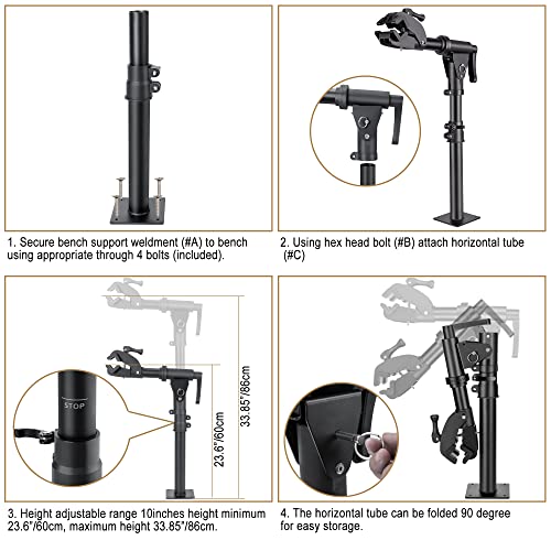 Image of CHEPARK Bike Repair Stand (Max 88lbs) - Bench Mount Bike Workstand - E Bike Repair Stand Shop Home Mechanics for Mountain Bike and Road Bike (Black-Bench)