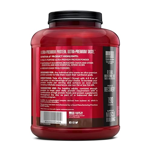 Image of BSN SYNTHA-6 Whey Protein Powder, Micellar Casein, Milk Protein Isolate Powder, Chocolate Cake Batter, 48 Servings (Package May Vary)