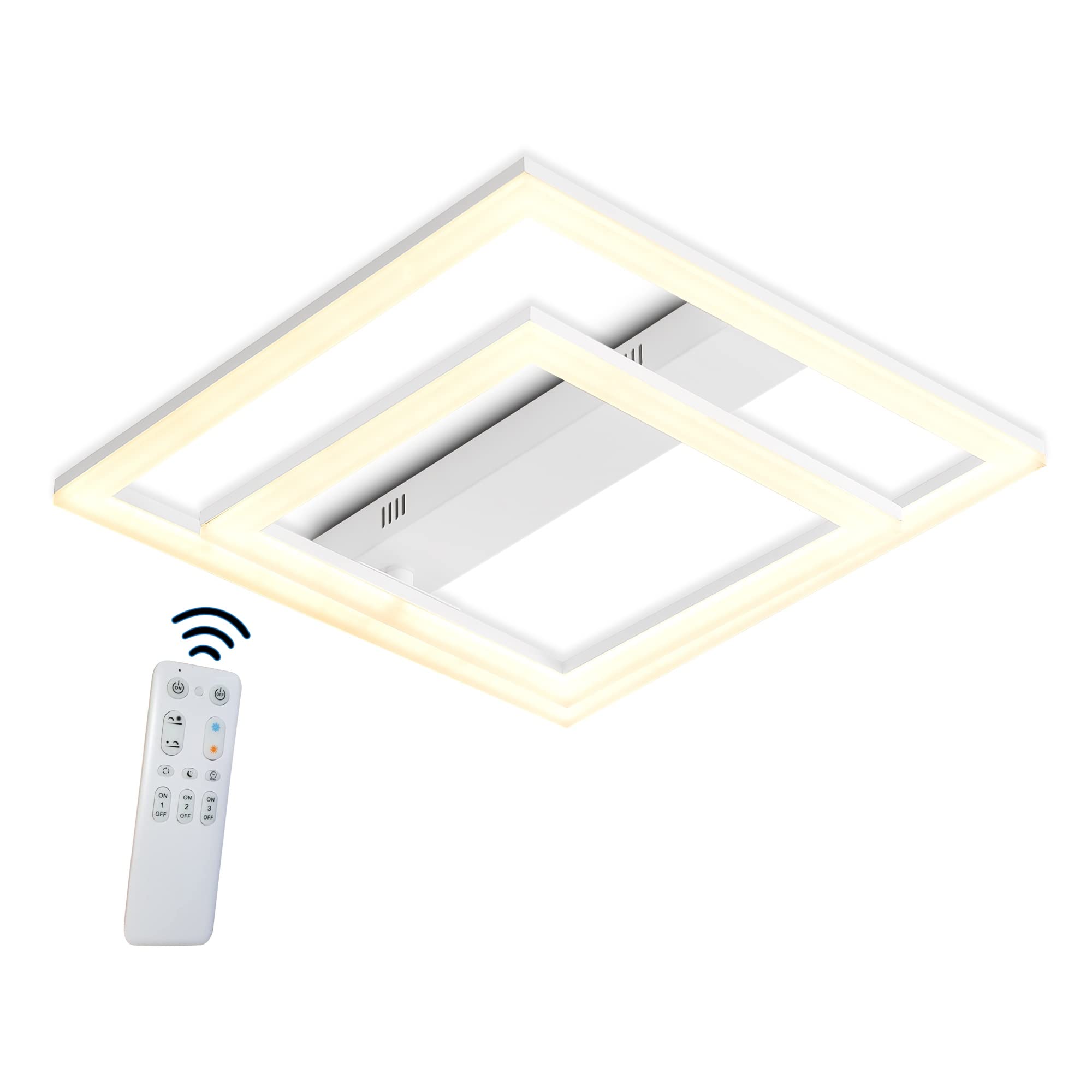 32W Plafon LED Techo Cuadrado, Ø30cm Lamparas de techo Moderno 3000K-6500K Regulable con Mando a Distancia, Lámpara de Techo Giratoria, Luz Led Techo Delgado Plafon Techo para Cocina Sala Dormitorio