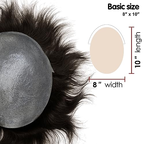 Lordhair Human Hair System for Men Mens Hair System Mens Toupee 0.03mm Thin Skin Hair Replacement System Base Size 8x10 Inch Light Medium Density Hairpiece - Image 3