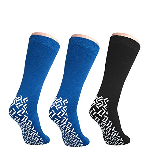 NOBLES HEALTH CARE PRODUCT SOLUTIONS Pack of 3 Pairs - XXXL Wide Non-Skid Slipper Socks for People W/Swollen feet Diabetes